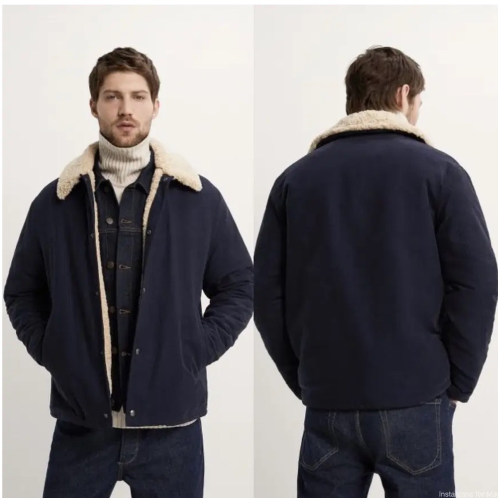 NWT Zara Sherpa lined Navy Jacket